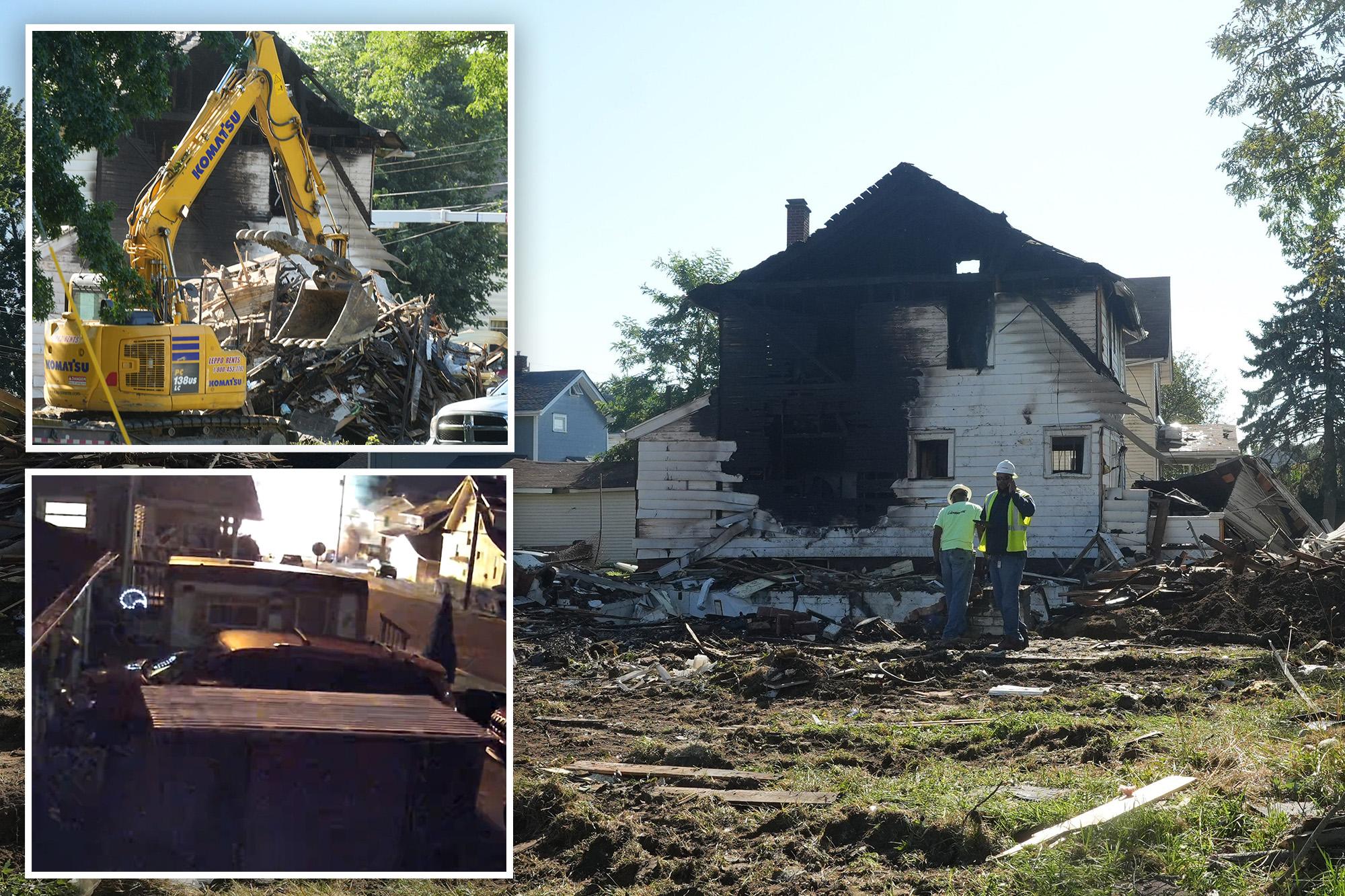 Massive home explosion caught on wild video as 2 launched from ‘missile’-like blast somehow survive 136003466