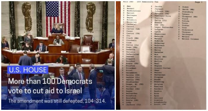 Over 100 Democrats Vote to Cut Israel Aid as House Republicans Defeats Measure Over 100 Democrats Vote to Cut Israel Aid as House Republicans Defeats Measure