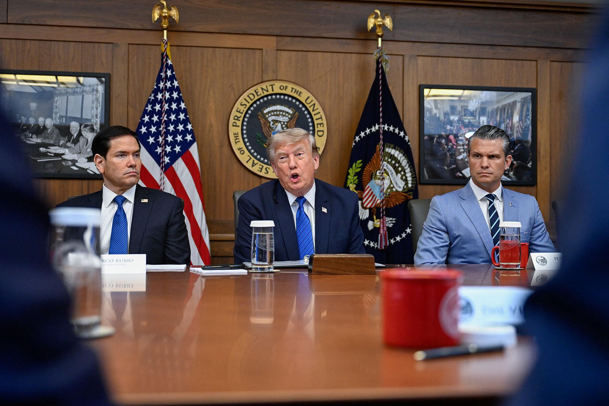 Trump previews next damaging military offensive against Iran from Camp David Cabinet summit trump iran plans camp david comp