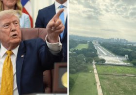 Trump blames vandals for damaged grass near Reflecting Pool amid DOJ clash