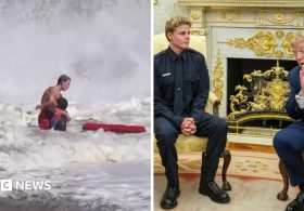 ‘He’s a real hero’ – Trump meets teen lifeguard after dramatic rescue