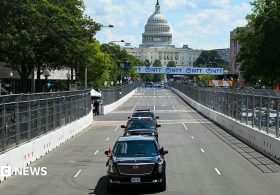 Trump arrives at high-speed IndyCar race through Washington’s streets