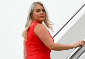 Karoline Leavitt’s face says it all as she breaks cover after her shock resignation