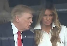 What Trump and Melania appeared to whisper during ‘intense’ VIP suite exchange… as Natalie Harp stood just behind them