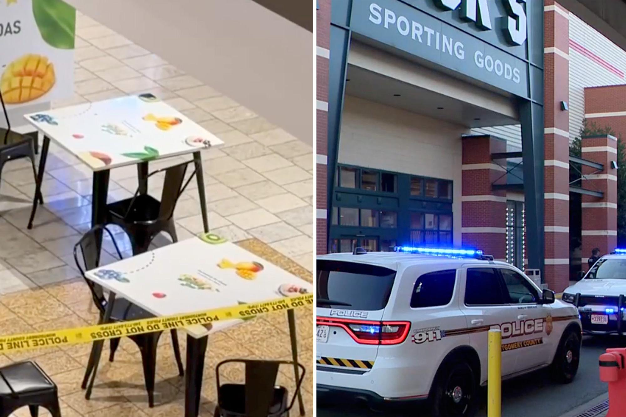Chaos as teen shooter opens fire in crowded Maryland mall, injuring 13-year-old boy, video shows 136169494