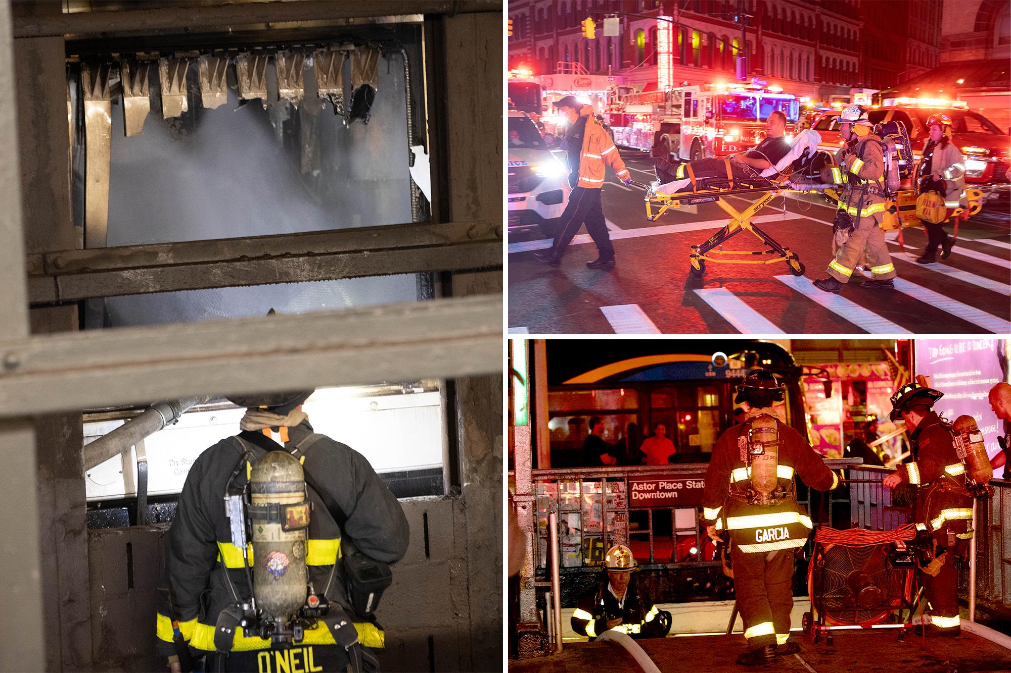 Astor Place subway station train fire hospitalizes 6 MTA workers, 5 firefighters 136426715