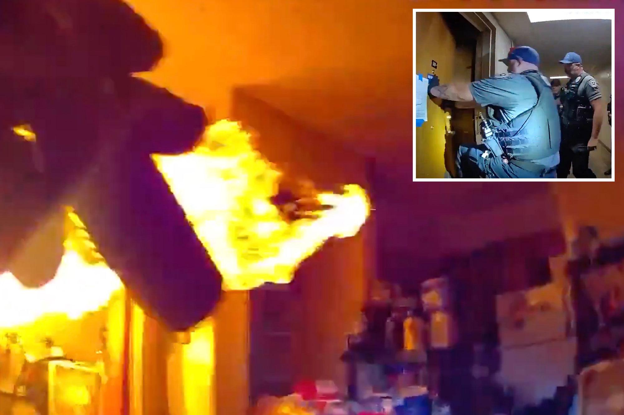 Naked madman blasts flamethrower at cops in wild bodycam footage 138688399 1