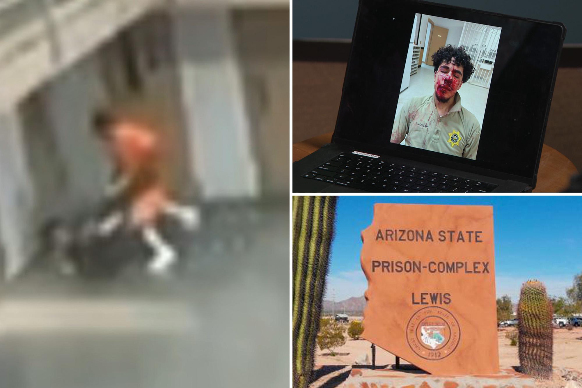 Leaked video shows moment officer sucker punched and beaten at Arizona’s ‘Jurassic Park’ prison 138909198