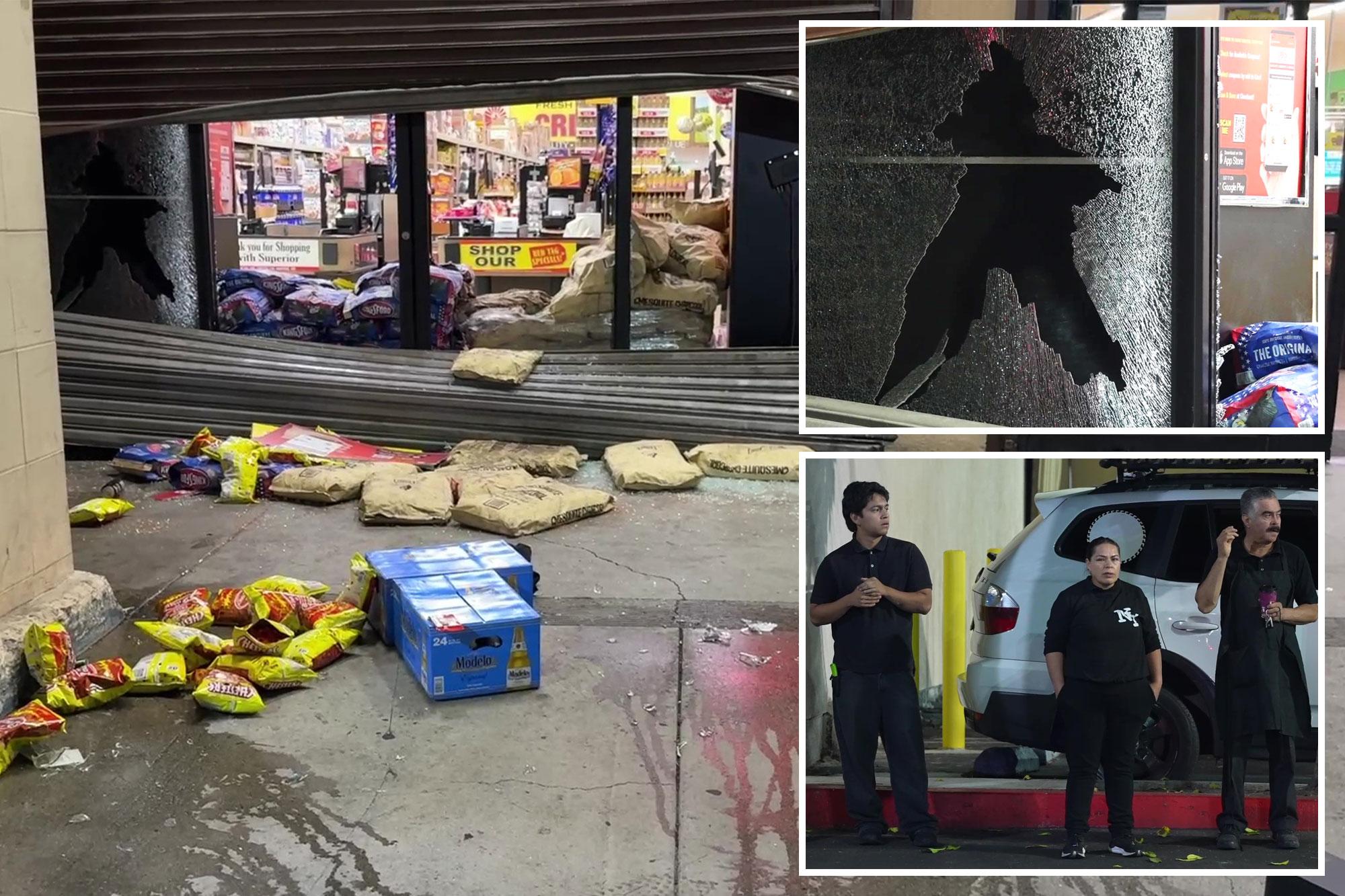 Gang loots Superior Grocers in front of staff in South Los Angeles 138998408