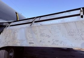 Unverified photo shows alleged anti-Trump Epstein graffiti on US Air Force plane