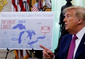 Trump christens “Lake America” amid trade war with Canada