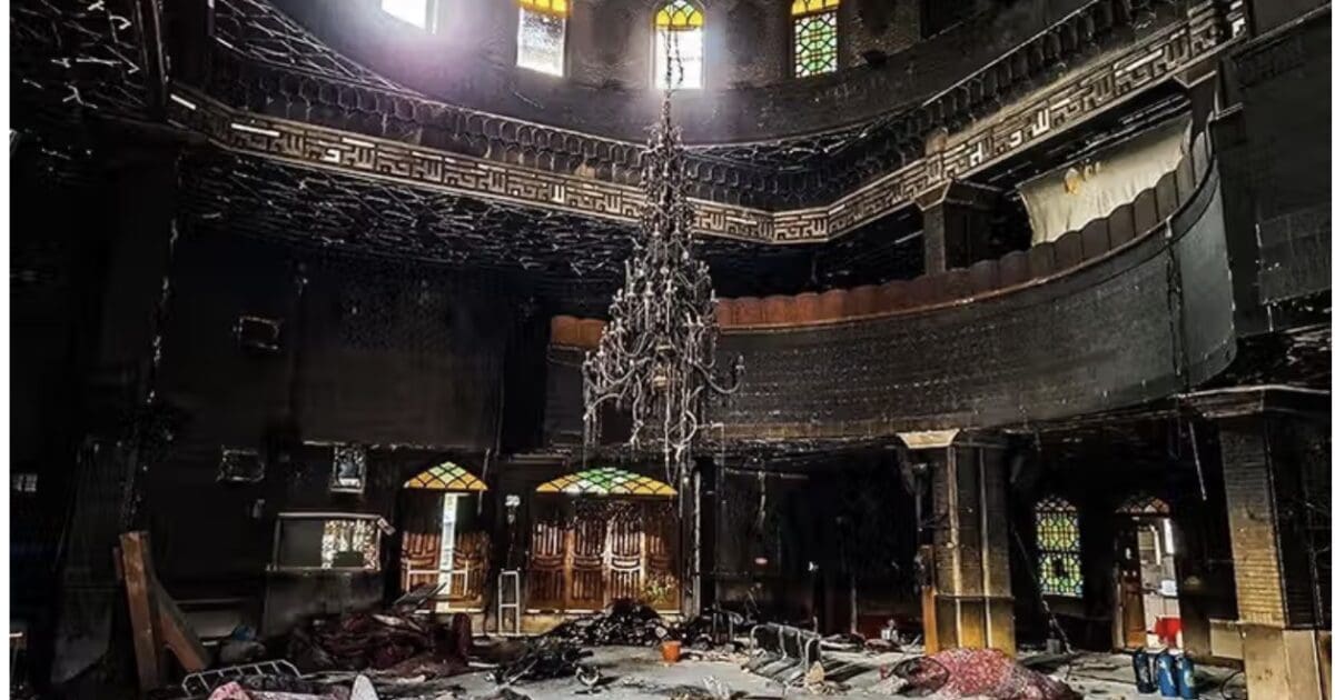 History’s Great Reversal: Iran Rejects Islam as the West Surrenders to It Burned mosque 1200x630 1
