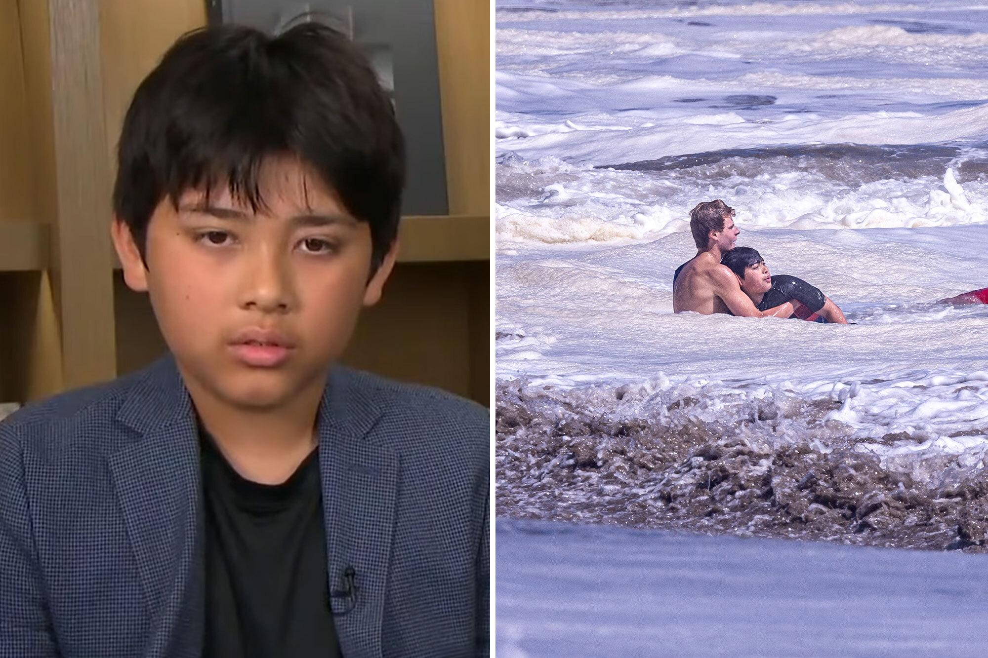 Boy reveals why he was in ocean when powerful waves smashed —before hero lifeguard saved him COMP 15 2