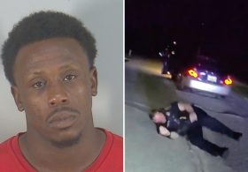 Fleeing suspect speeds off with an officer still trapped inside car during routine traffic stop: video