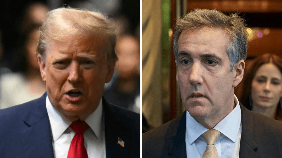 Trump blames NY prosecutors for Cohen role in hush money trial Donald Trump Michael Cohen 0516 1