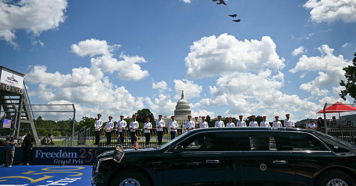 President Trump, First Lady Melania Trump, attend Freedom 250 Grand Prix in Washington GettyImages 2291169531
