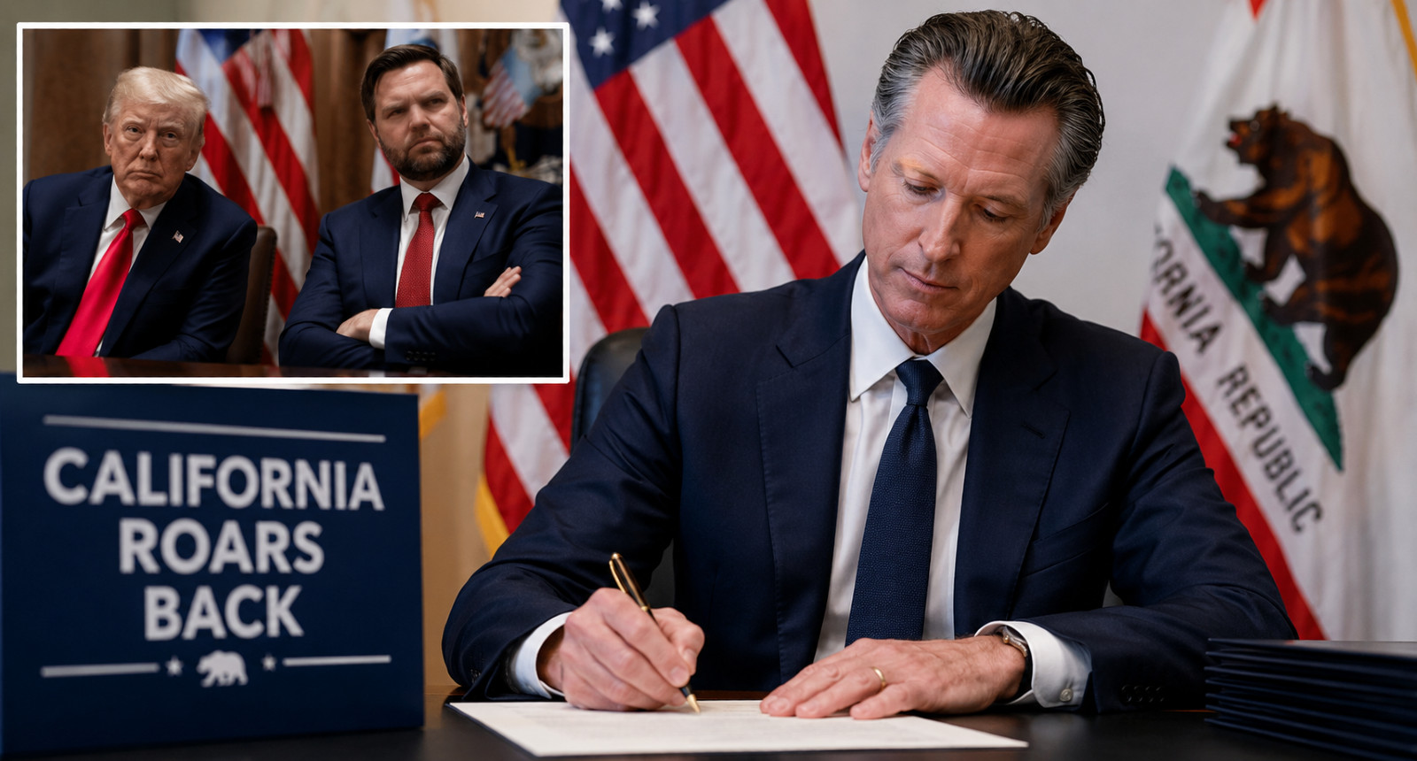 Newsom Signs ‘Stop Nick Shirley’ Bill Into Law Amid Widespread Fraud Findings Newsom Trump Vance