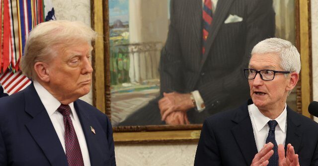 Map Battle: Google Maps Displays 'Lake America' While Apple Maps Shows 'Lake Ontario' Tim Apple speaks to President Donald Trump 640x335 1