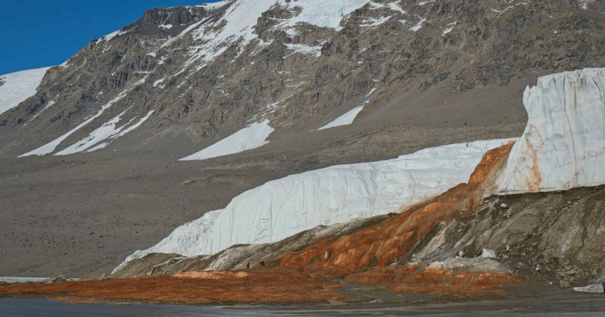 Ancient Life Found Beneath Antarctica's Blood Falls May Finally Solve Century-Old Mystery alls antarcticas taylor glacier iron rich subglacial brine emerges creating striking
