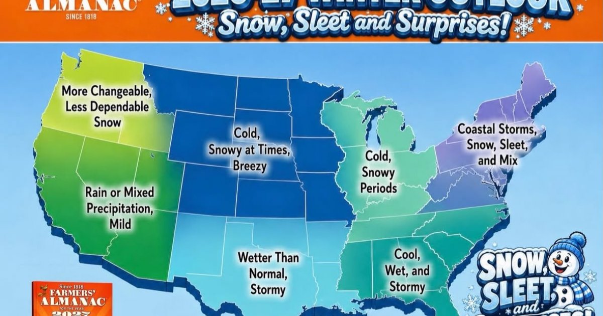Farmers' Almanac Winter Forecast 2026–27: Snow, Storms and Bitter Cold Predicted Across the US armers almanac predicts wild 202627
