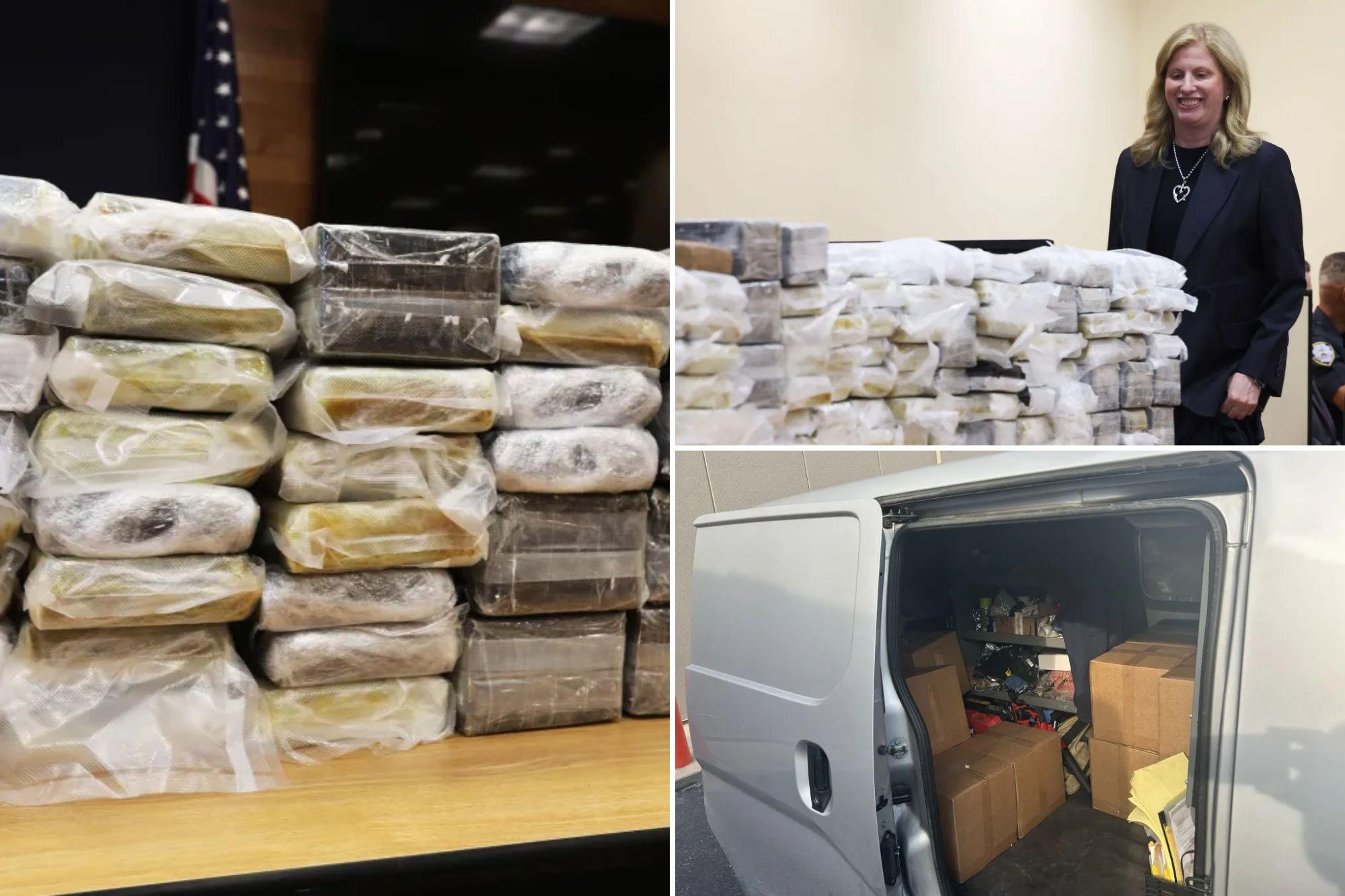 580-pound pile of cocaine worth $10M seized from LIC storage unit in largest bust in decades: NYPD cartel cocaine comp