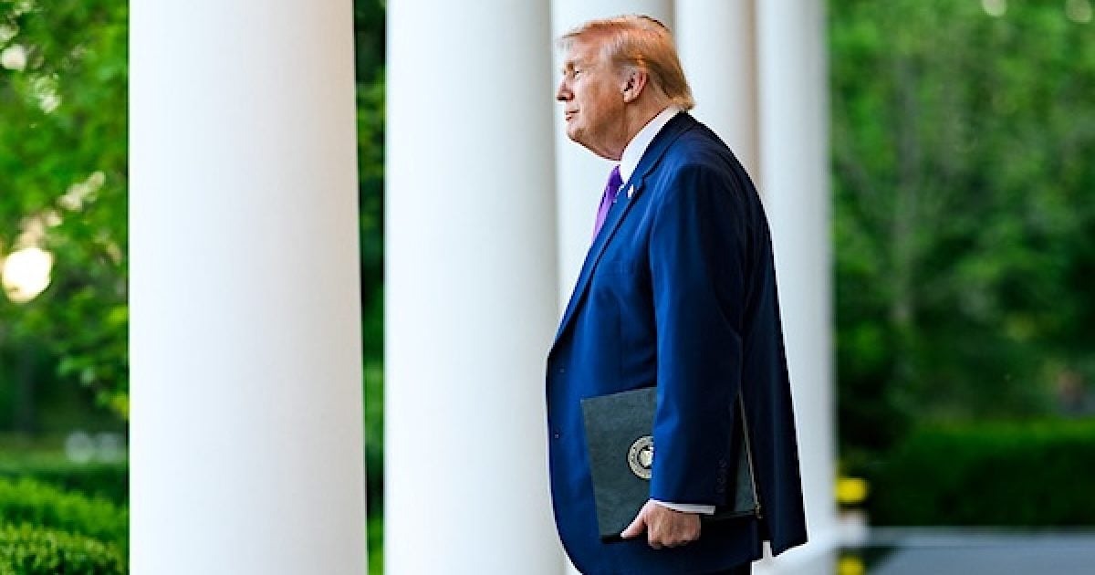 Trump brushes off $40,000,000,000,000 government debt crisis, reveals way U.S. economy can get out of spiraling spending problem donald trump colonnade smiling happy content 1200x630 2