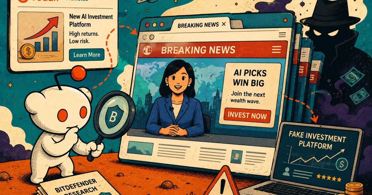 Bitdefender Warns AI Investment Scams Are Using Fake News Sites in Reddit Ads ender