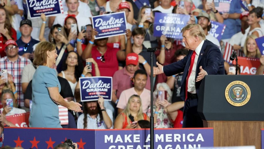 President makes final push for Darline Graham in trip to ‘Trump country’ grahamdarline trumpdonald southcarolina 082126 AP e1787360040120