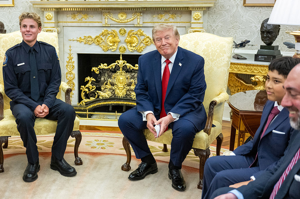 ‘He’s a Real Hero’: Trump Hosts California Lifeguard Ryder Williams at White House id6076235 GettyImages 2290381322
