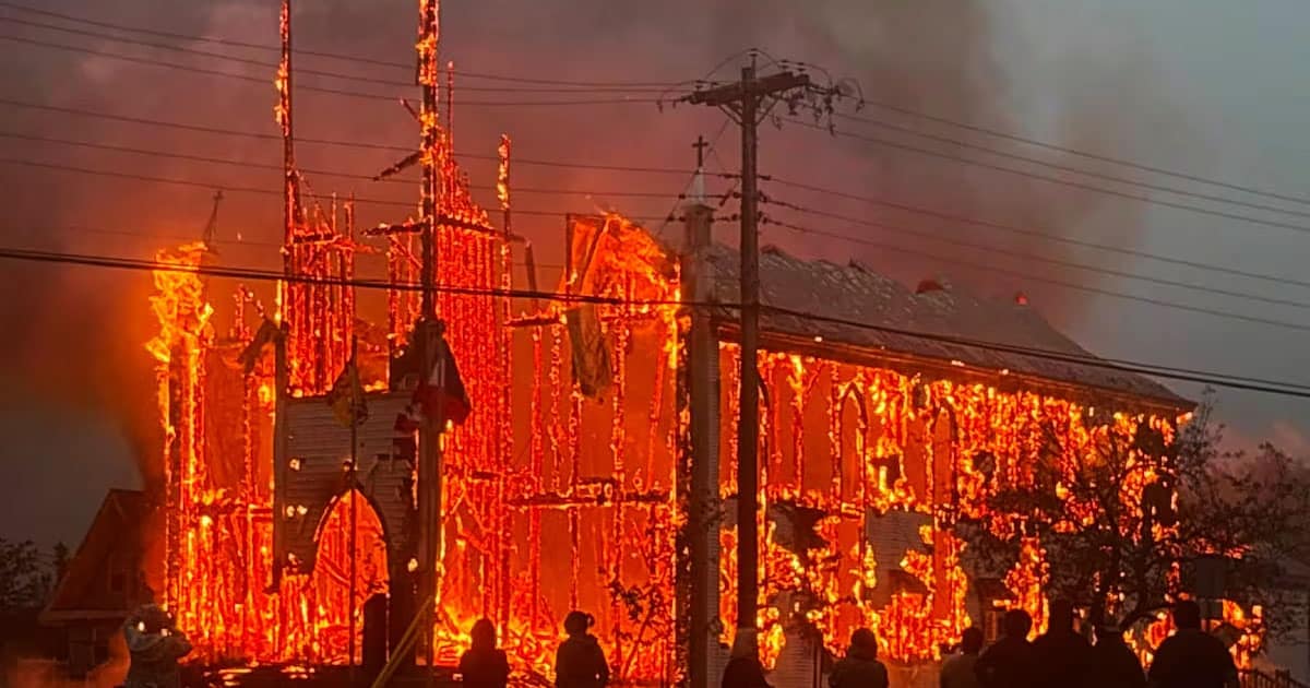 Historic Canadian Church Burned to Ground by Arsonist ire burned arson canada