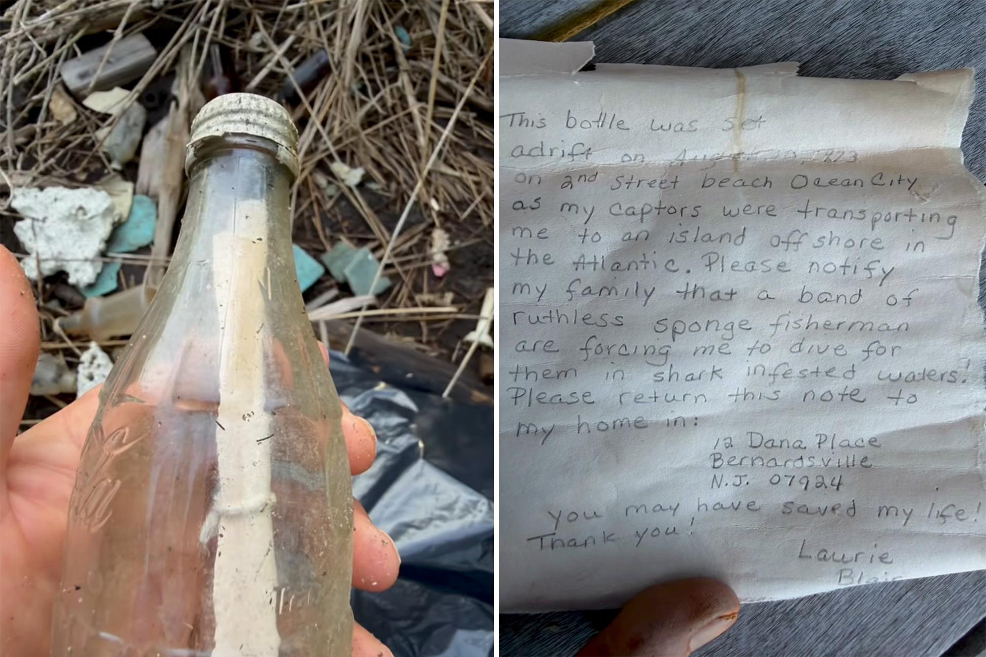 Mans finds Jersey Shore message tucked inside bottle 53 years after it was set adrift — discovers he shares birthday with girl who wrote it john kauterman discovered lost message 136194434