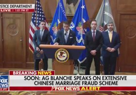 Blanche announces the arrests of 11 ‘naturalized’ US citizens from China who arranged over 1,000 sham marriages between Chinese nationals and Americans…