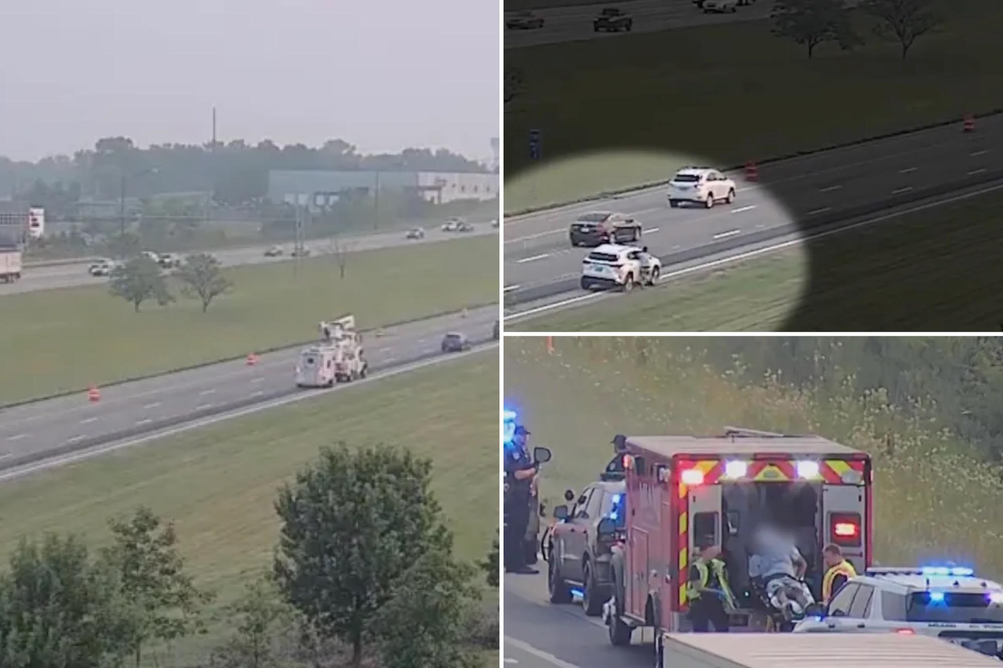 Suspect tries to evade Ohio cops by diving onto woman’s car while she’s zooming down the interstate: video newspress collage 5ozhi433q 1785731250855