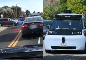 Moment Waymo smashes into minivan at California Costco in new video