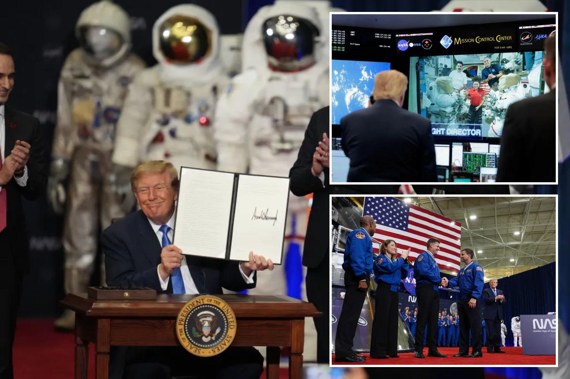 Trump unveils Space Academy to rival West Point — as ISS astronaut tells prez mustache is ‘great in microgravity’ newspress collage rl2uggpy0 1787941797986