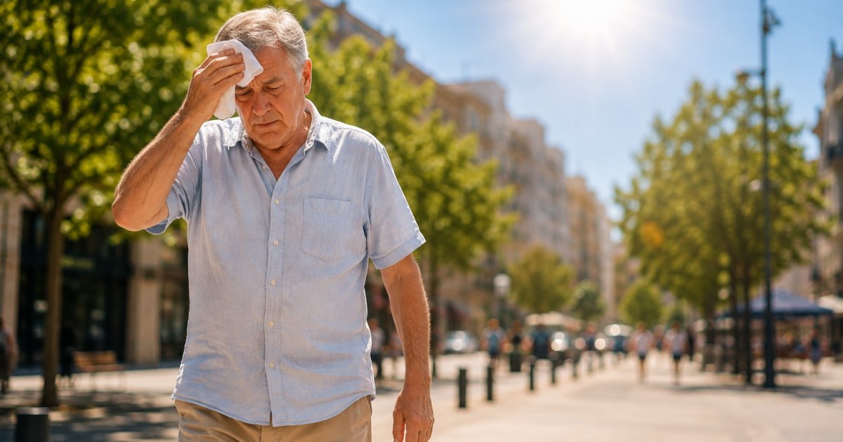 Scorching Summers May Be Speeding Up How Fast Your Body Ages, Study Finds representative image showing older adult walking outdoors during summer heatwave