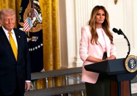 Melania Trump jokes about her low profile in Rose Garden remarks