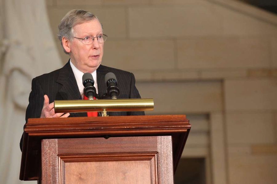 McConnell Caregiver Bolts Out Of His DC Home With Concerned Look On Her Face us sen mitch mcconnell