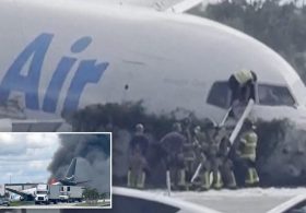 Miami firefighters seen climbing into Amazon cargo jet after shouting on dispatch ‘The plane is on fire’