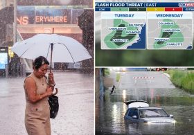 Flash floods could sweep US region as nor’easter threatens millions along East Coast