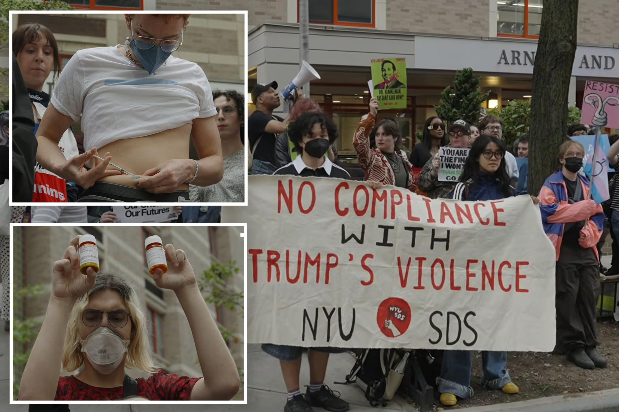 Trans activists inject themselves with hormones in viral stunt protesting Trump’s DOJ deal 142220442