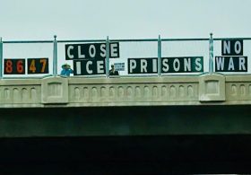 Twisted ‘8647’ sign hung over Highway 101 near Santa Barbara