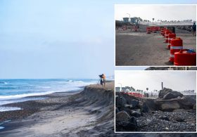 California beach swallowed by furious surf as Labor Day weekend crowds face parking nightmare