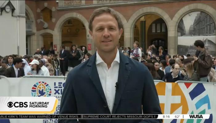 CBS Reporter Tries Making Pope's France Trip About Trump 2026 09 26 CBS CBSSaturdayMorning Livesay