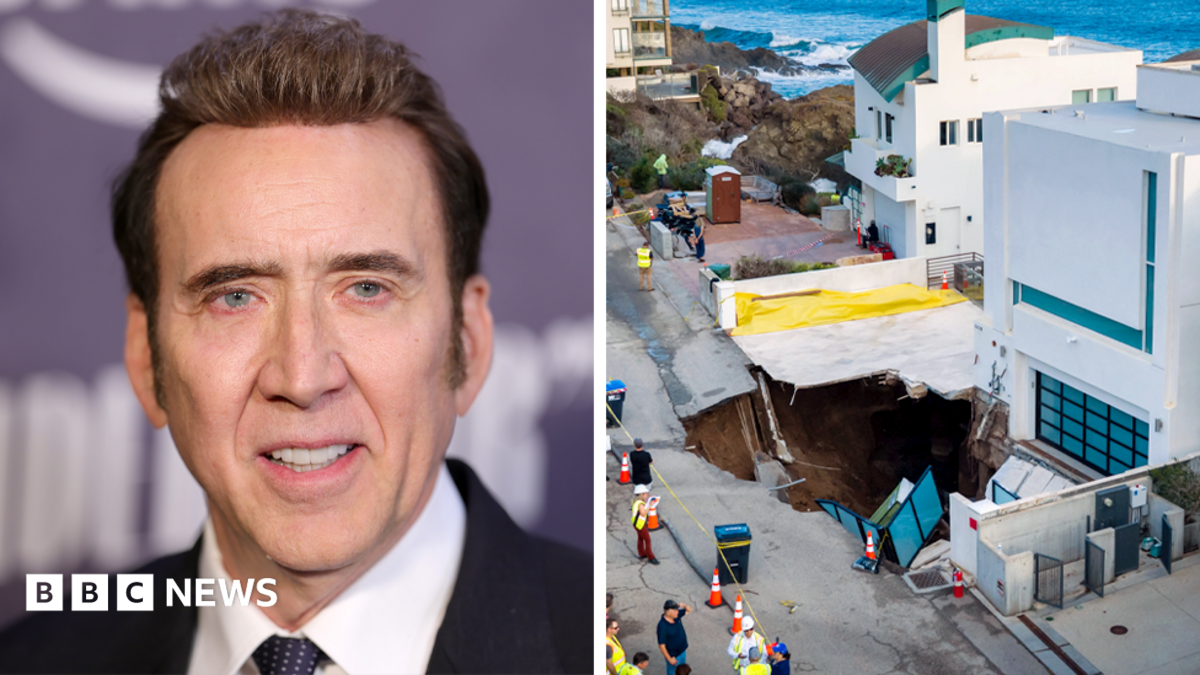 Nicolas Cage's driveway collapses as sinkhole opens up at his Malibu home 2c