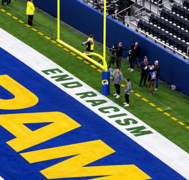 NFL Hoping A White Player Will Eventually Make It Into End Zone To See ‘End Racism’ Message