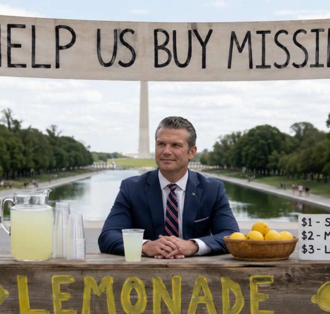 Pete Hegseth Sets Up ‘Help Us Buy Missiles’ Lemonade Stand