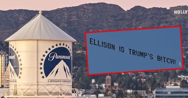 Leftist Group Flies Banner Saying 'Ellison Is Trump's B!tch' over Paramount Lot GettyImages 2250849395 inset 640x335 1