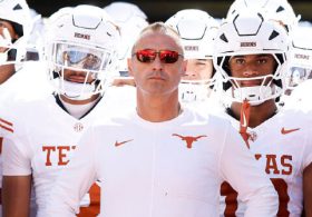 VIDEO: Texas’ Steve Sarkisian Blames ‘Society’ for His Player’s Urination Celebration