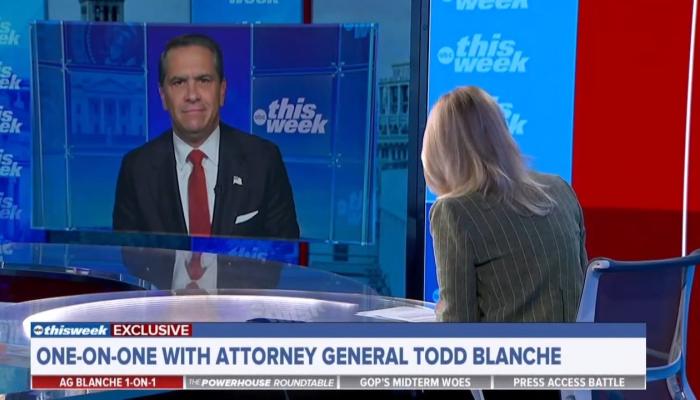 AG Todd Blanche SCHOOLS ABC’s Martha Raddatz on the WH Press Ban ThisWeekWithGeorgeStephanopoulos 9 24 44am 2026 09 27